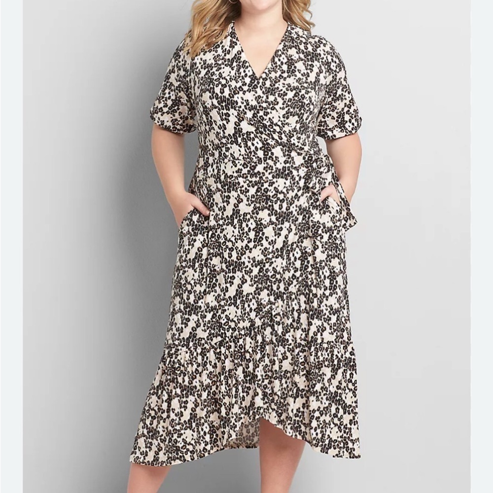 Lane Bryant Black A-line Dress with Puff Sleeves